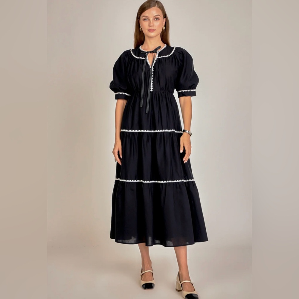 English Factory EMBROIDERY MIDI DRESS